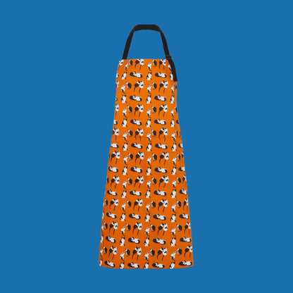 orange organic cotton colourful cats apron