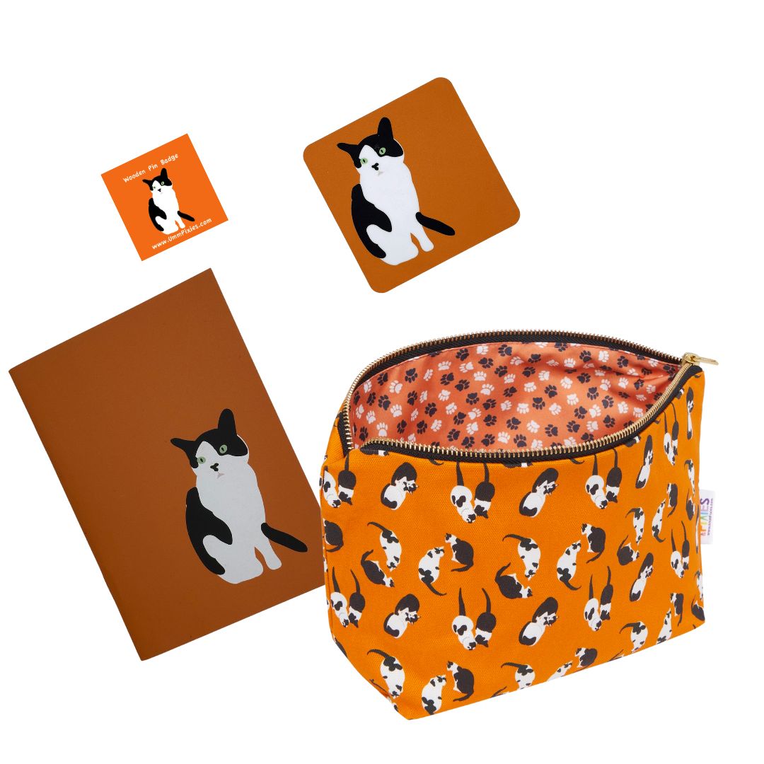 Cats Me Time set includes really useful bag, notebook, coaster and badge