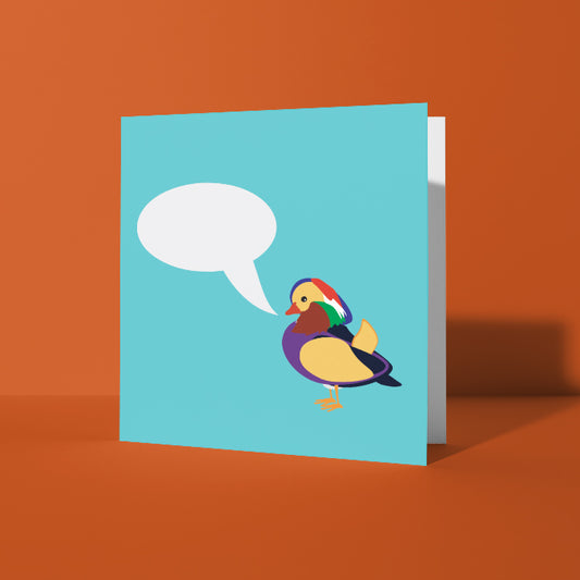 Teal Mandarin Duck Customisable Greetings Card