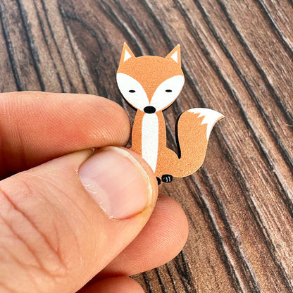 Fox wooden pin badge  - sitting fox