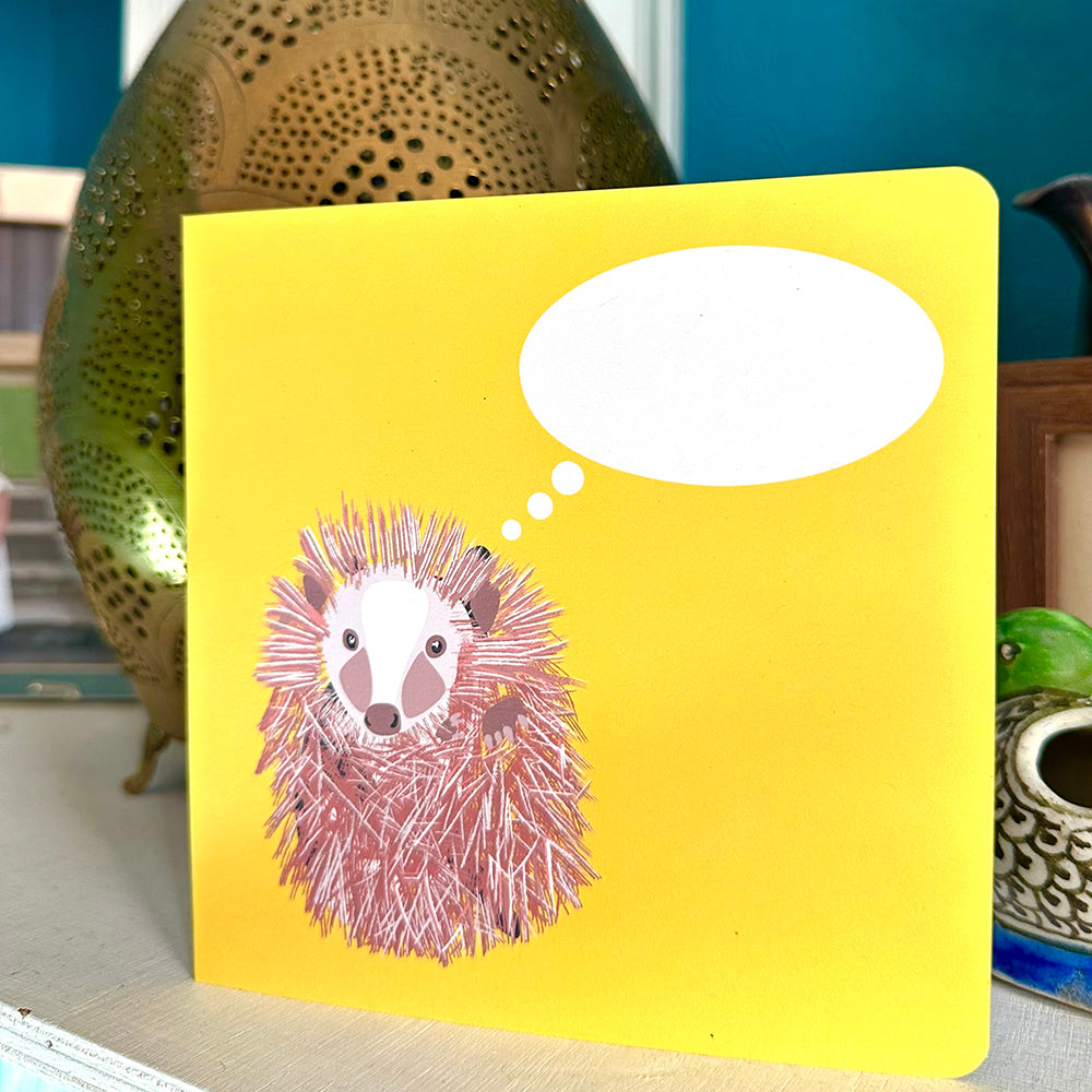 Yellow Hedgehog Customisable Greetings Card