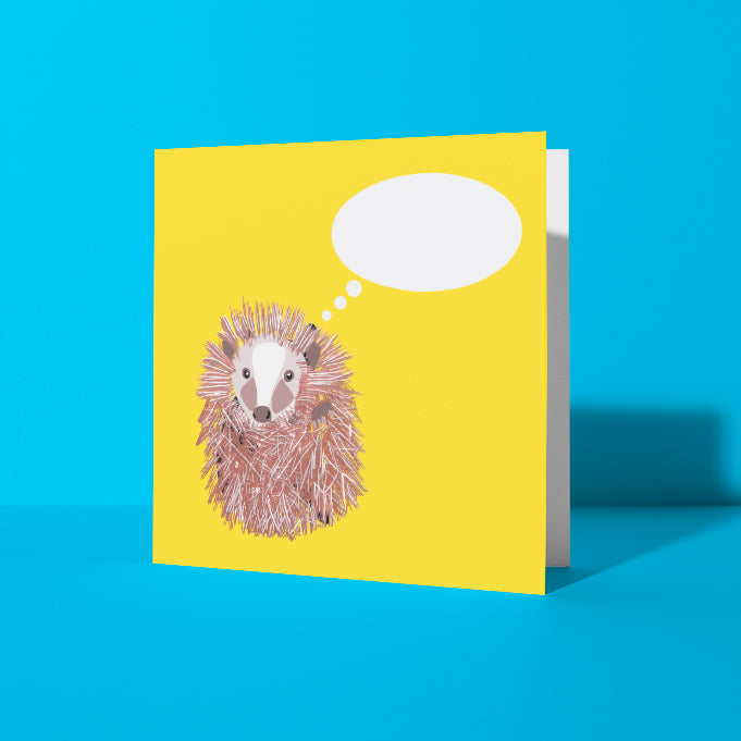 Yellow Hedgehog Customisable Greetings Card