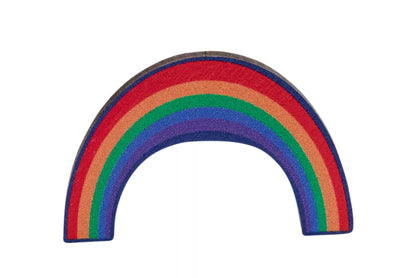 Rainbow wooden pin badge