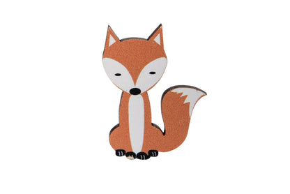 Fox wooden pin badge  - sitting fox