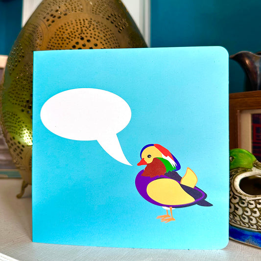 Teal Mandarin Duck Customisable Greetings Card