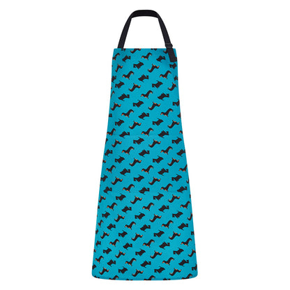 Organic Cotton apron from UmmPixies featuring the dogtooth design of dachshunds and Scottish terriers