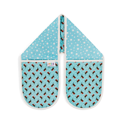 Blue Robins Oven Gloves in 100% Organic Cotton