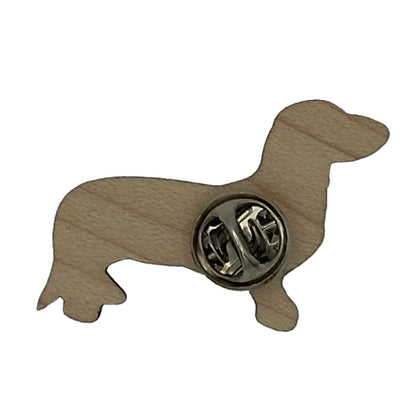 Dachshund Dog wooden pin badge  - Black and Tan