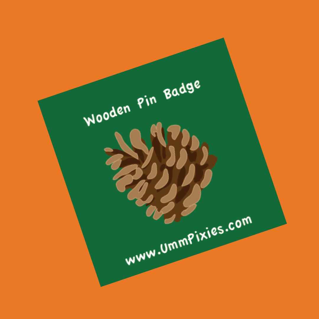 Pine Cone wooden pin badge