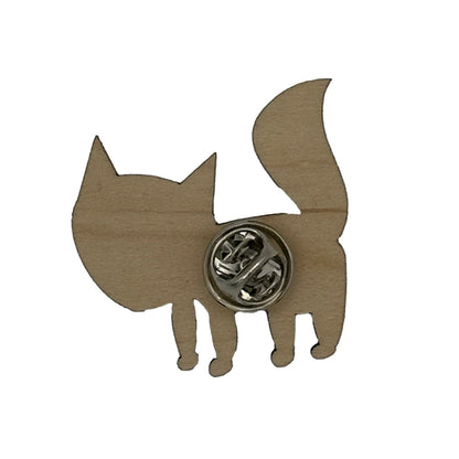 Walking Fox Wooden pin badge showing the reverse