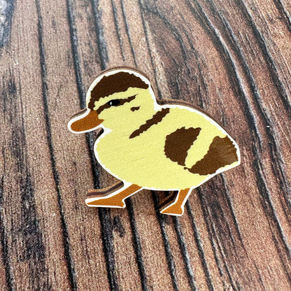 Chick wooden pin badge