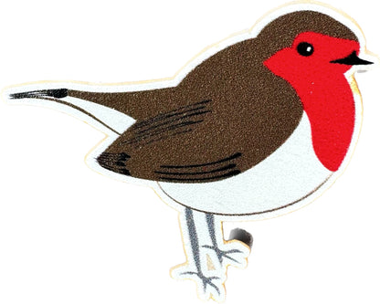 Robin wooden pin badge